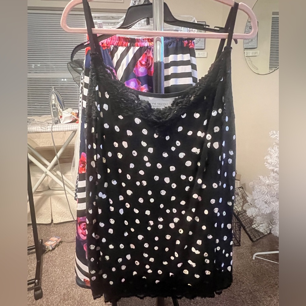 Lane Bryant Black Polka Dot Lace Cami